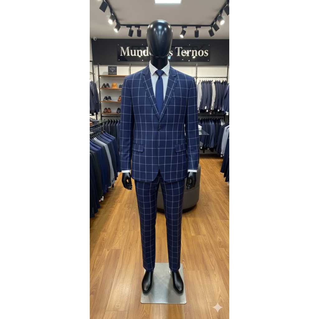 Terno Xadrez de Preto e Branco- Xadrez de Azul Marinho - Tecido Poliviscose Tecnológico 2026 - Luxo - Direto da Fabrica