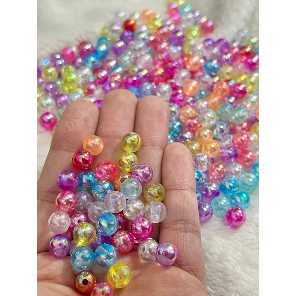 Perola 8mm Abs Com Furo Bolas De Sabão Mix Candy - Pacote com 100 UNIDADES