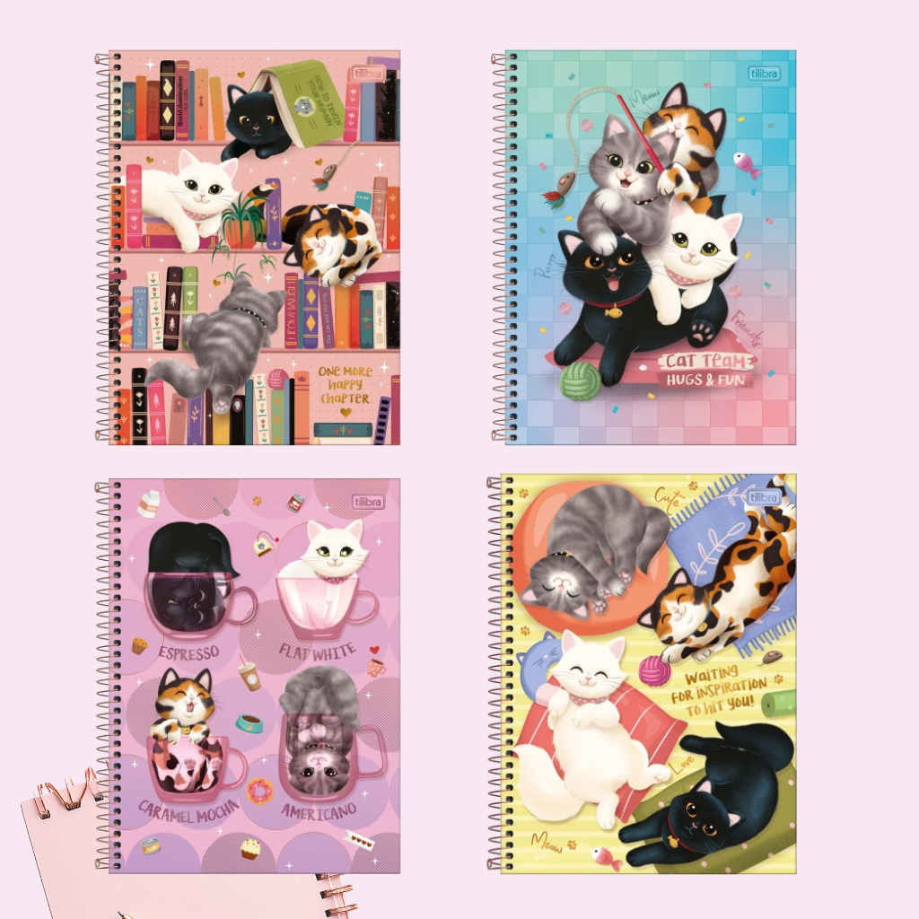 CADERNO ESPIRAL CAPA DURA UNIVERSITÁRIO 1 MATÉRIA PURRFECT CATS 80 FOLHAS TILIBRA em Oferta na Shopee