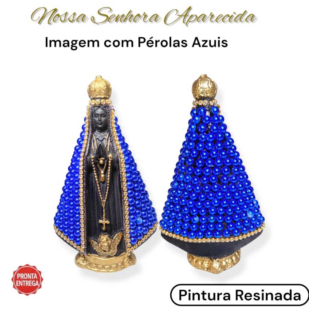 Imagem Nossa Senhora Aparecida Perolada 15 cm Gesso Decoração