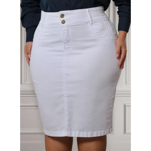 Saia Feminina Jeans Evangélica com Elastano do 38 ao 58 Plus Size em Oferta na Shopee