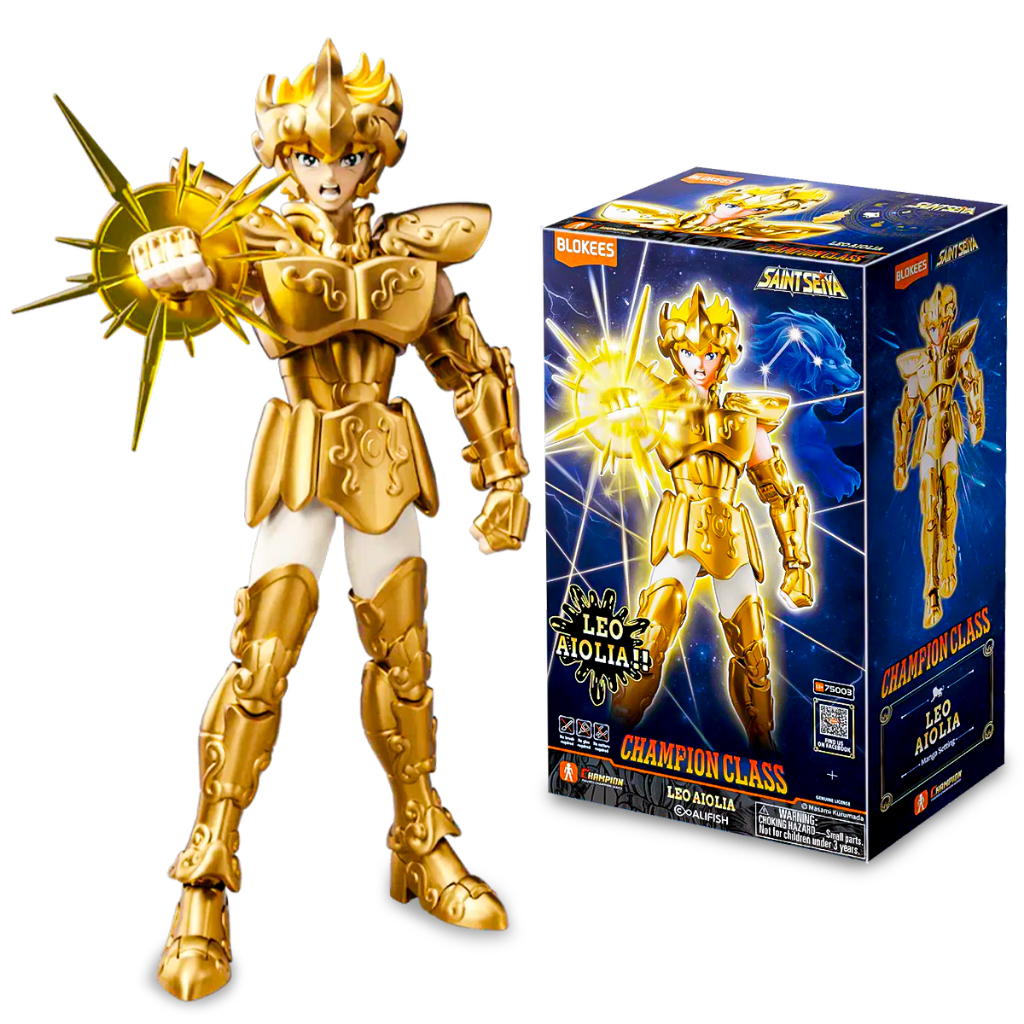 Boneco Articulado Blokees Saint Seiya Leo Aiolia Champion Class Montavél Colecionável Model Kit