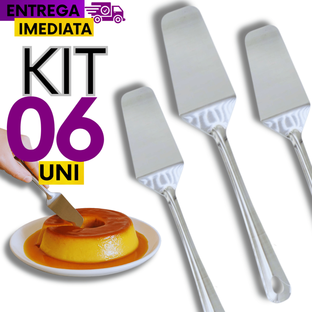 CONJUNTO 6  HM Espátulas para Pascoa Cortar Bolo Torta e Pães de Aço Inox 25,2CM Casa Utilidades