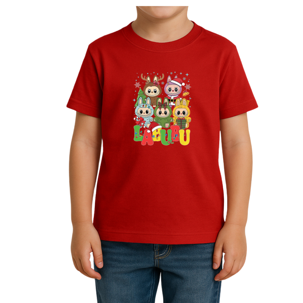 Camiseta Infantil Lalibu Natal Cute | Blusa Menina Menino Algodão Premium Estampa Natalina Fofa