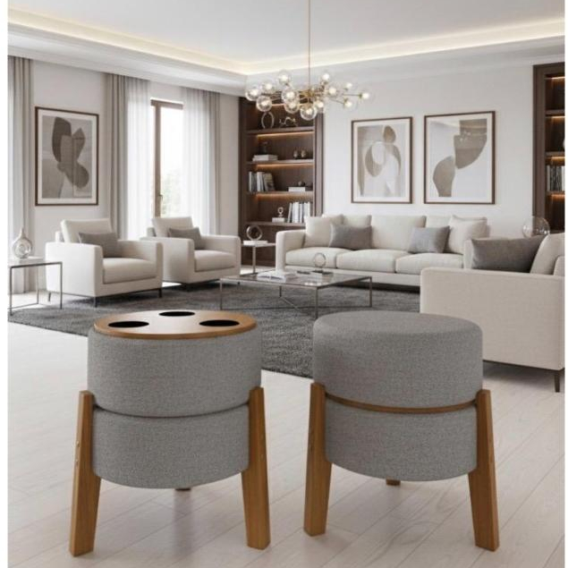 Kit Puff Porta Copos 2unidades Bouclê Cinza em Oferta na Shopee