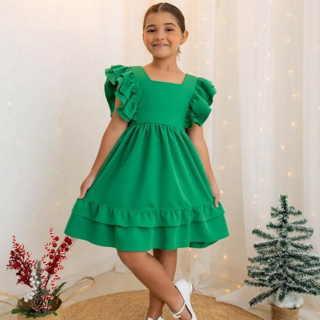 Vestido Infantil Menina Vermelho Verde Chapeuzinho Vermelho Festa Aniversario