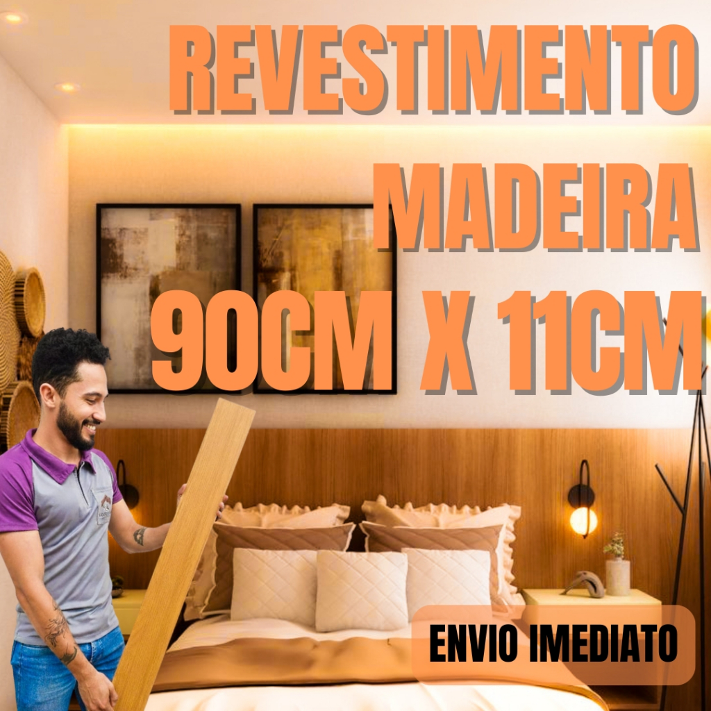 Painel de Parede Autocolante em MDF 90x11 Laminado + Fita Dupla Face GRÁTIS