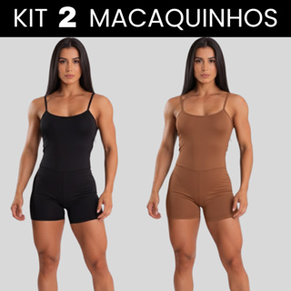 Kit 2 Macaquinhos Fitness Academia Confortavel Zero Transparencia Elastico Tecido Premium em Oferta na Shopee