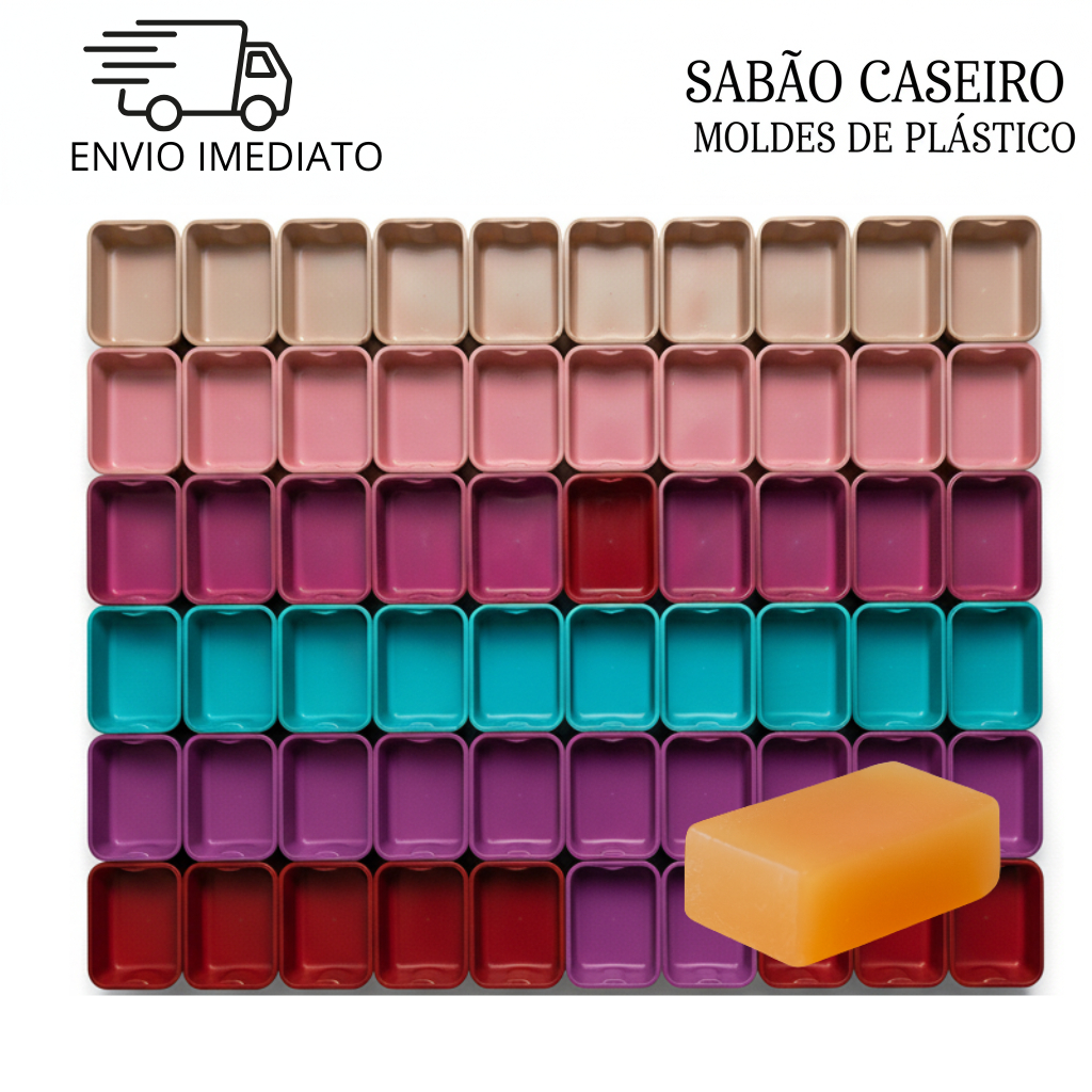 Kit Formas Sabão e Sabonete Artesanal 250ml Plástico Reforçado Molde Barra Multiuso Com Tampa