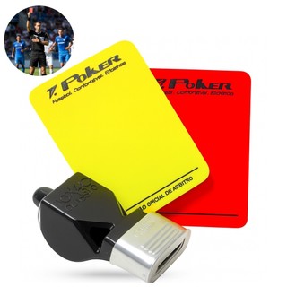 Kit Apito Profissional Fox 40 + Cartão Amarelo e Vermelho Juiz árbitro Futebol Society Futsal