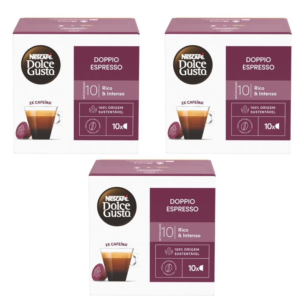 Dolce Gusto Doppio Espresso Kit 3 Caixas - 30 Cápsulas Original em Oferta na Shopee
