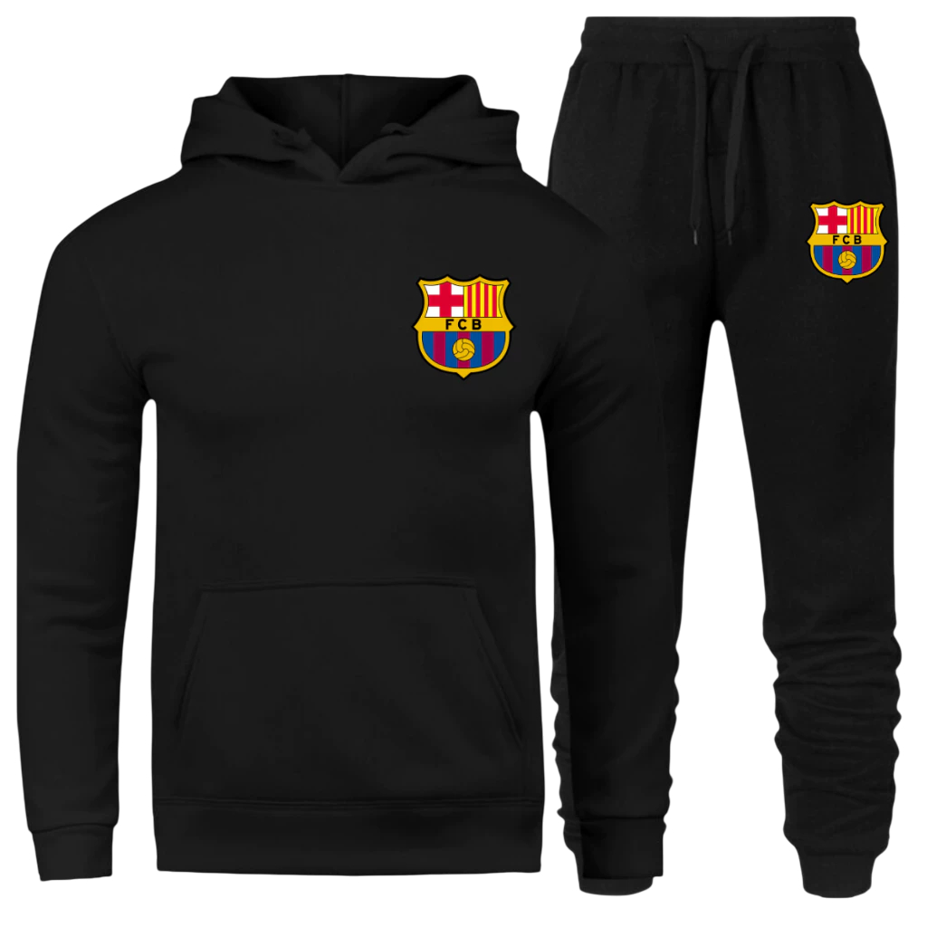 Conjunto Moletom Barcelona Time Europeu Frio Algodão Flanelado Blusão com Capuz em Oferta na Shopee