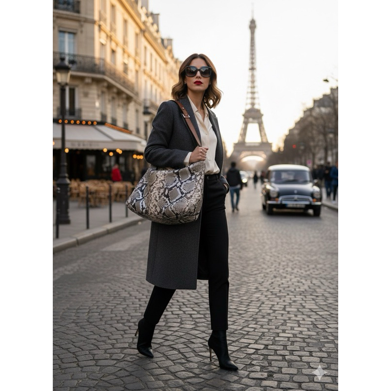 bolsa Luz da lua Python couro legítimo nova