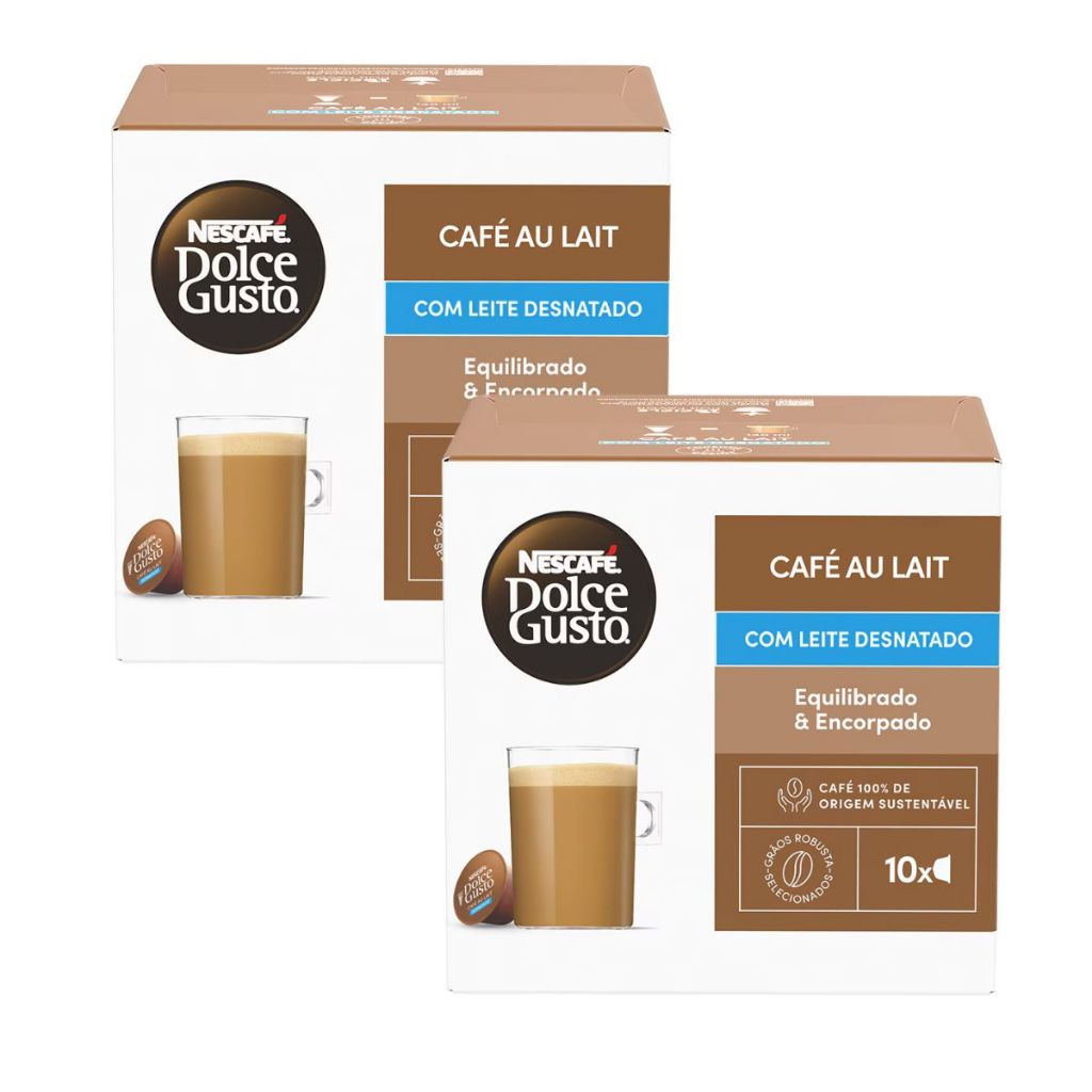 Dolce Gusto Café Au Lait Desnatado Kit 2 Caixas - 20 Cápsulas Original em Oferta na Shopee