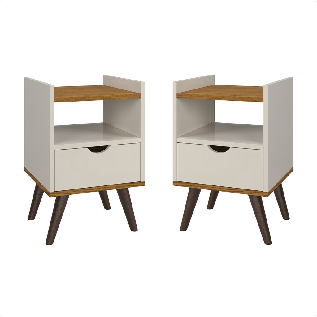 Kit 2 Mesa de Cabeceira Nicho Quarto Casal Decoração Retro Palmar Moderno Luxo
