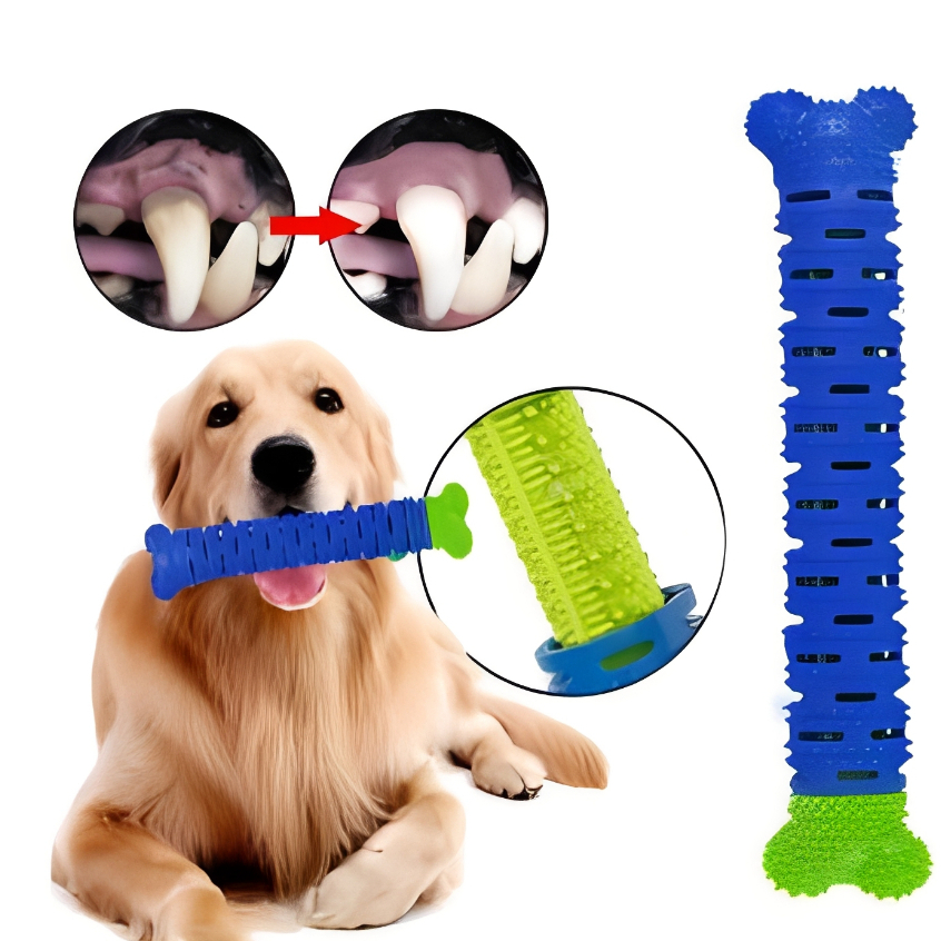 Mordedor Removedor de Tártaro Pet Osso 3 Em 1 Escova Limpa Dentes Cães e Gatos ChewBrush Works