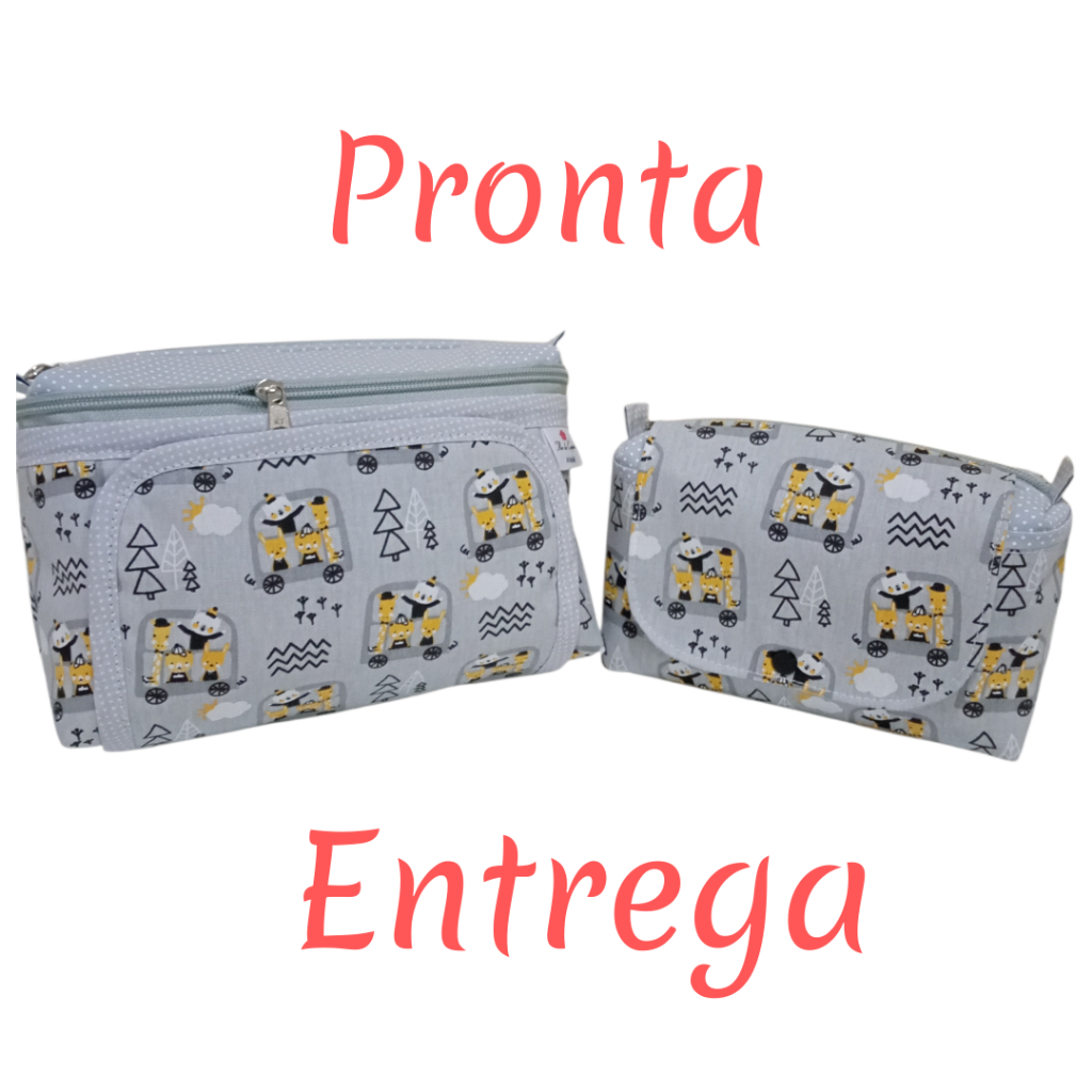 *PRONTA ENTREGA* Kit nécessaire porta fraldas e lenço umedecido com aba + farmacinha baby