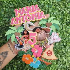 Envio Rápido - Moana / Topo de Bolo Personalizado - Topper de Bolo Personalizado