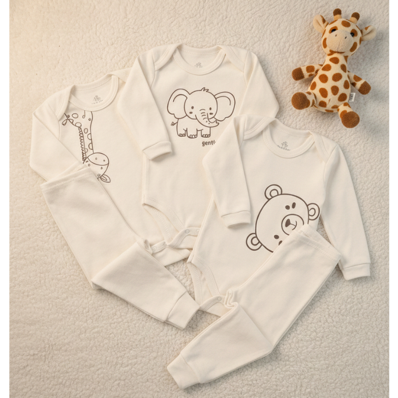 Conjunto Bebê Body + Calça Suedine 100% Algodão Minimalista Coleção Safari Neutro Unissex RN ao GG em Oferta na Shopee