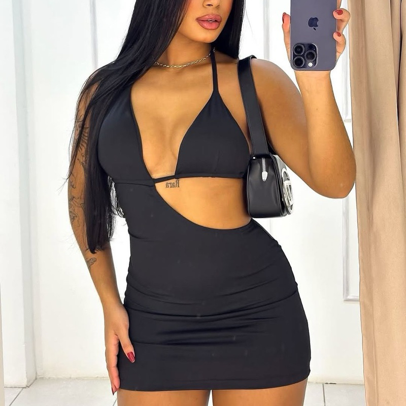 Vestido Biquini Festa Balada Tubinho Curto  Colado Moda Gringa Bloguerinha Femenina em Oferta na Shopee