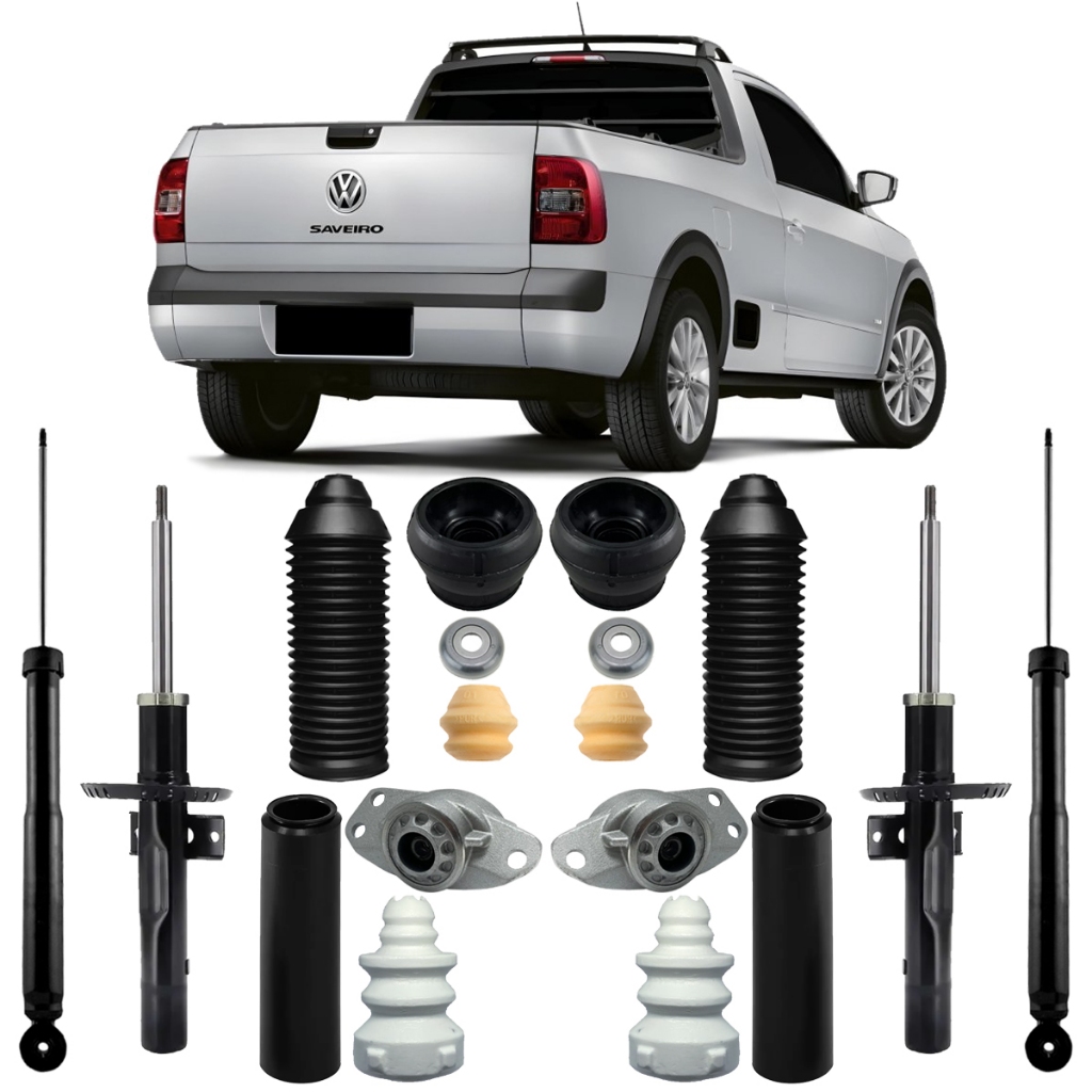 4 AMORTECEDORES + KIT COXIM DIANTEIRO E TRASEIRO SAVEIRO G5 A G8 2009 A 2016