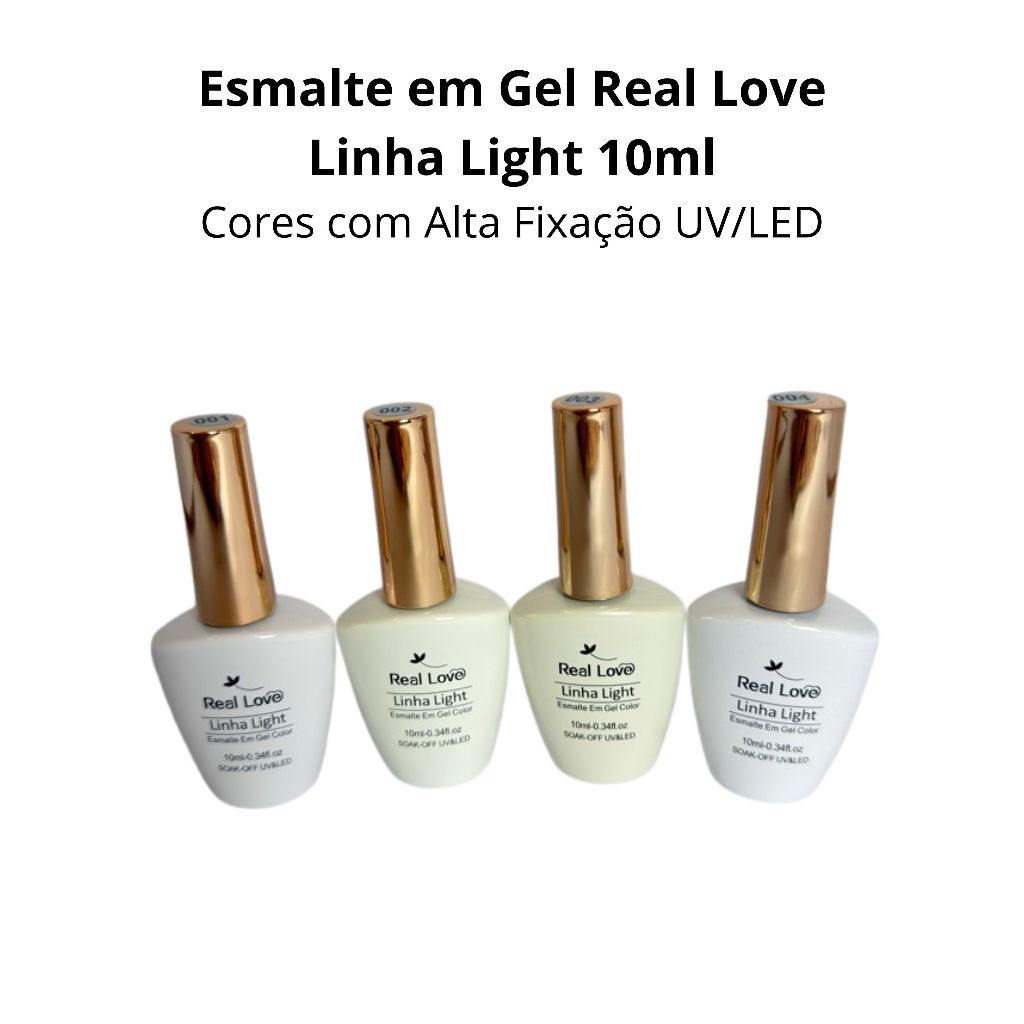 Esmalte em Gel Real Love Linha Light 10ml – Cores Vibrantes Alta Fixação UV/LED - Branco e Renda em Oferta na Shopee