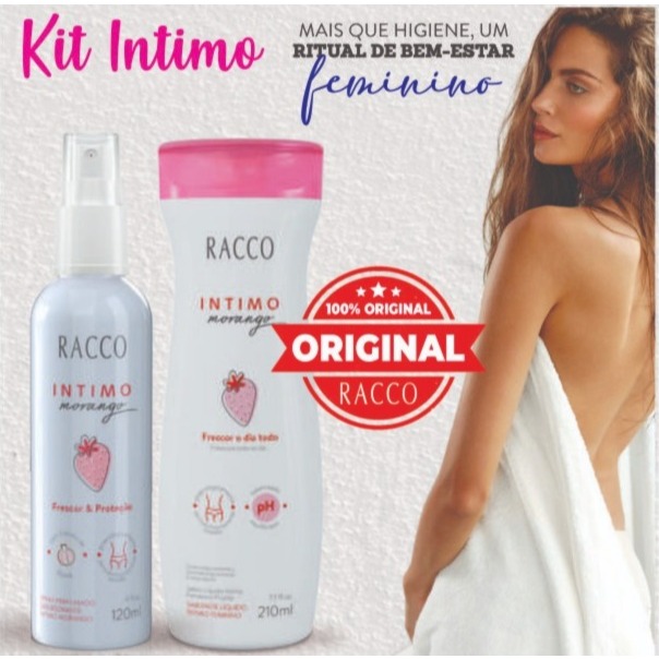 Kit Intimos Morango Racco (Sabonete Líq Íntimo + Spray Perfumado Desodorante Intimo)