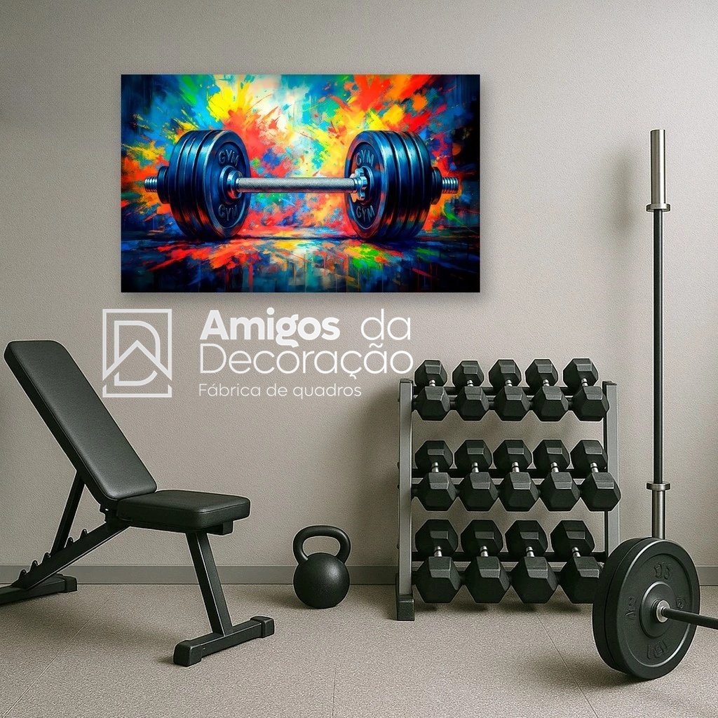Quadro Decorativo Academia Fitness Musculação Motivacional Força Foco Parede Gym Treino Decoração MDF Alta Qualidade