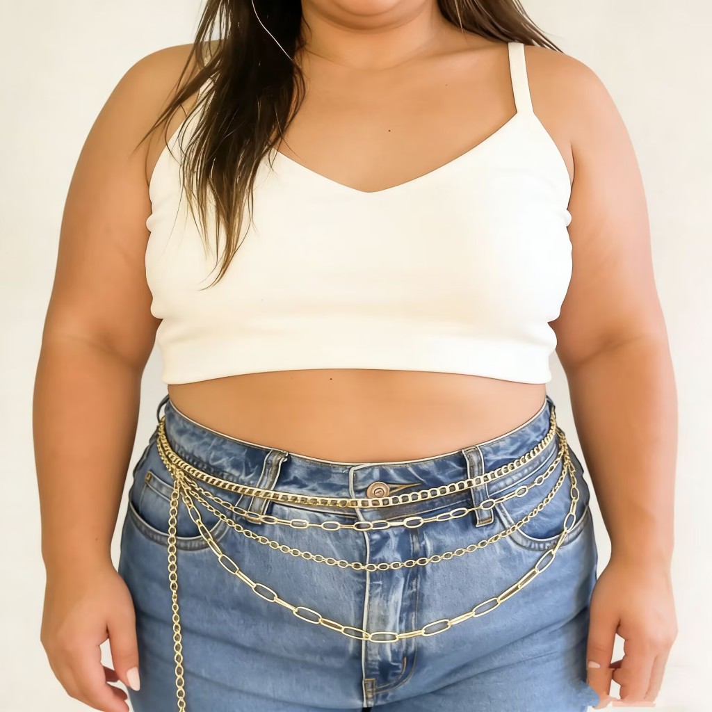 Cintos Feminino Com 4 Corrente nomal/plus size dourado e prata De Metal importado 2026 em Oferta na Shopee