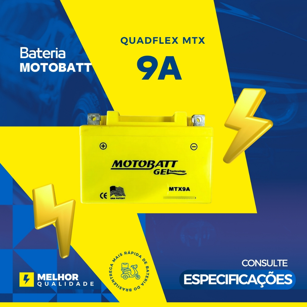 Bateria Motobatt Mtx9a Xt600 Cb500 Shadow 600 Ninja 250 300 12v 9ah Para Royal Enfield Himalayan