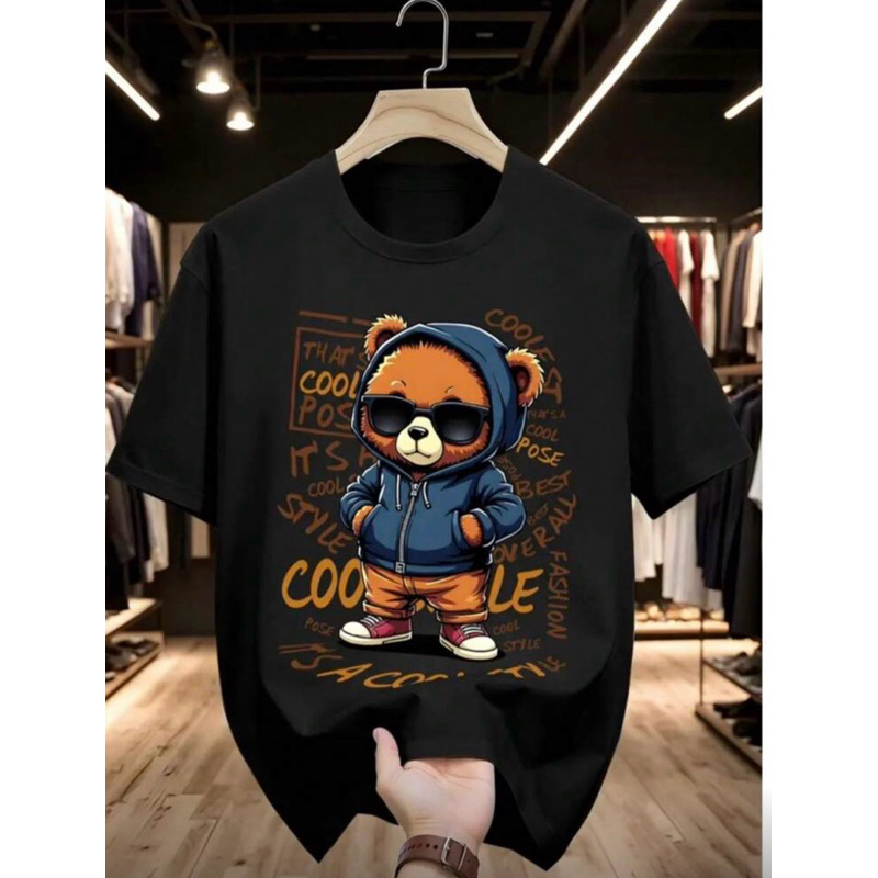 Camisa masculina manga curta gola redonda estampada 100% algodão verão confortável