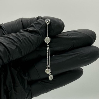 Piercing de Umbigo Coração Prata 925 Legitíma com Correntes e Pingentes Zircônia Delicado Luxo em Oferta na Shopee