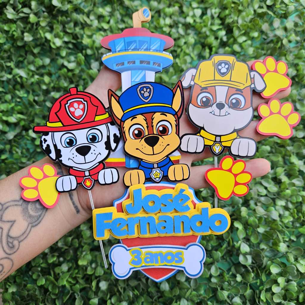 Envio Rápido - Patrulha canina / Topo de Bolo Personalizado - Topper de Bolo Personalizado em Oferta na Shopee