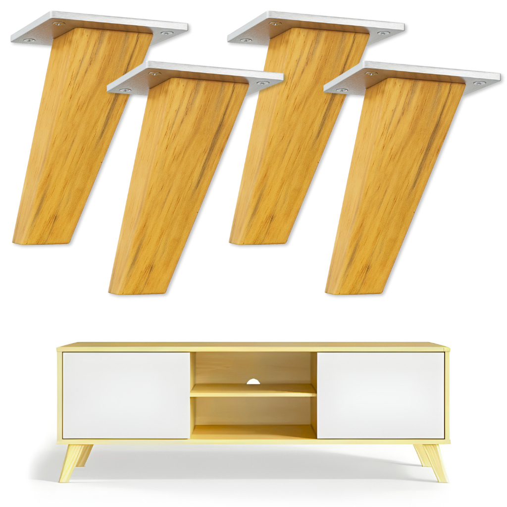 Pé Palito 10cm para Móveis Madeira Maciça Chato Kit 4 Unidades em Oferta na Shopee