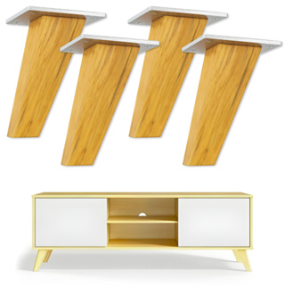Pé Palito 10cm para Móveis Madeira Maciça Chato Kit 4 Unidades em Oferta na Shopee