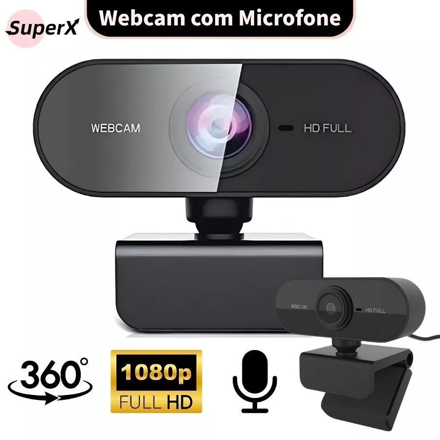 Webcam Full HD 1080p com Microfone para PC e Notebook – Ideal para Home Office e Aulas Online  A0198 em Oferta na Shopee