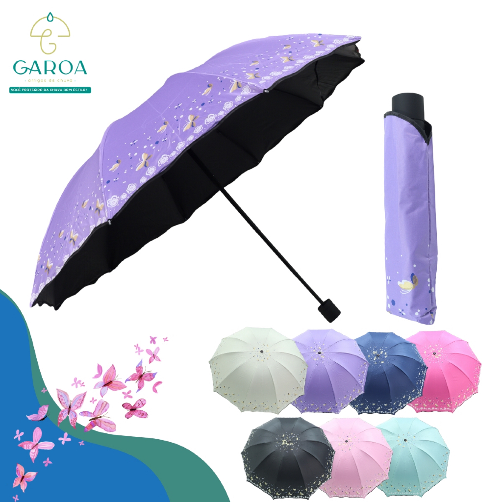 Guarda-Chuva Grande Blackout | Proteção Solar, Antivento, Estampa Moderna, Cabe na Bolsa, Resistente e Dobrável em Oferta na Shopee