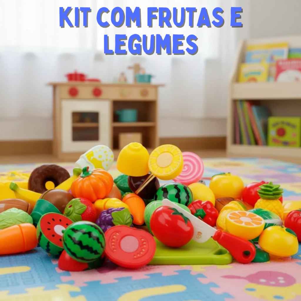 Comidinha de Brinquedo Frutinhas Legumes Faz de conta  CrecCrec Hamburgue maquina registradora