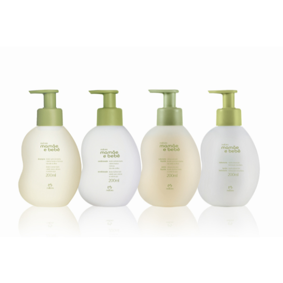Kit Natura Mamãe e Bebê – Shampoo + Condicionador + Sabonete Líquido + Hidratante – Hipoalergênico | 200ml Cada