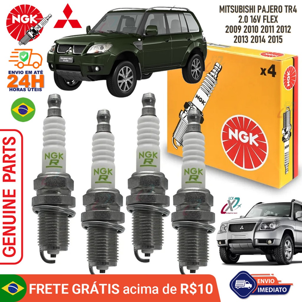 Jogo 4 Velas Ignição Mitsubishi Pajero TR4 2.0 16V 2009 a 2015 BKR7E11D Original NGK c/ Nota Fiscal