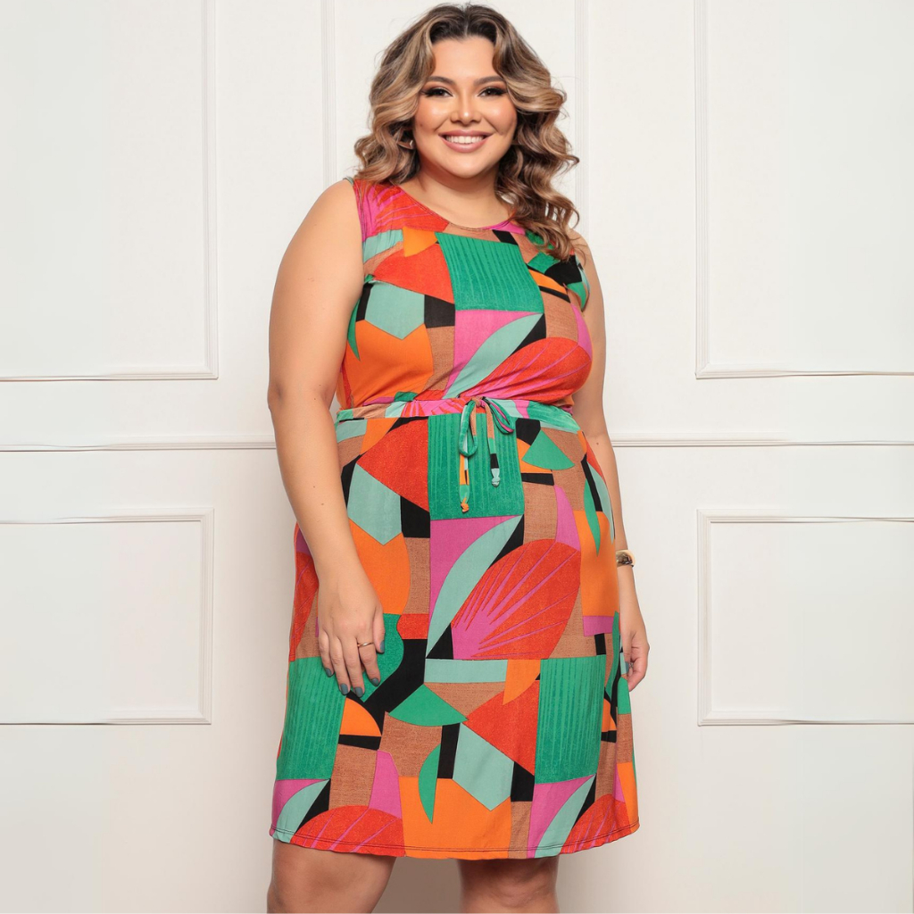Vestido Plus Size Feminino Estampado envio em 24 Horas