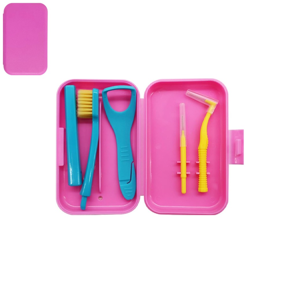 Imagem Escova Dentes Manual Caixa Portátil, Kits Higiene Interdental Raspador Língua, Escova Viagem Clareamento Dental