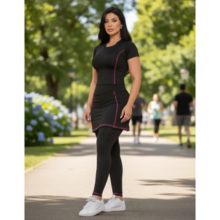 Conjunto Legging e Blusinha Croped Moda Evangelica Com Bolso Modesta Treinos em Oferta na Shopee