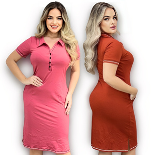 Vestido Tubinho Midi Executivo Feminino Gola Polo com Bolso Moda Evangélica Estiloso Super Fashion em Oferta na Shopee