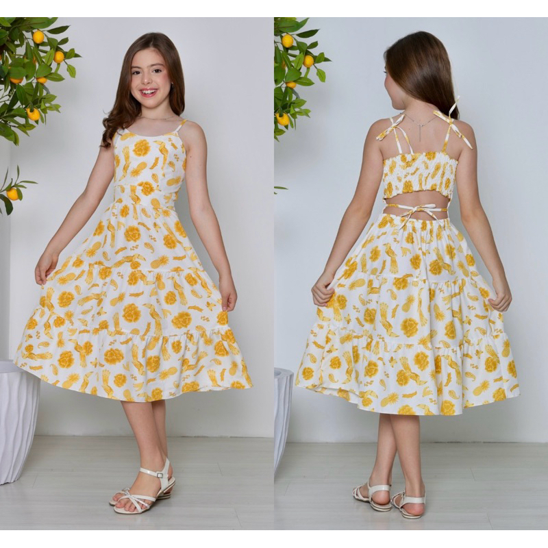 Vestido Midi Alcinha Estampado Juvenil 10 ao 16 Verão em Oferta na Shopee
