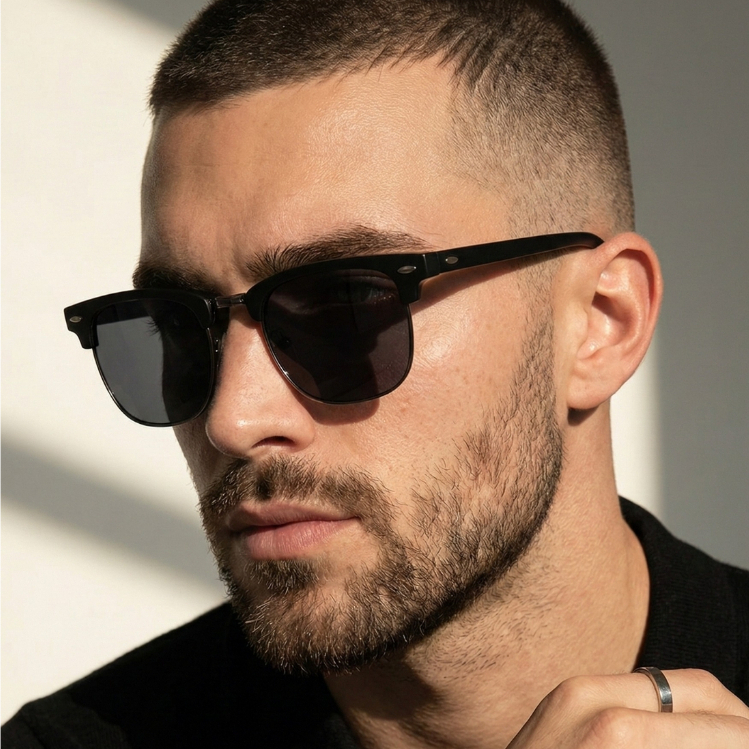 Imagem Óculos de Sol Lyon Preto Fosco Premium Steampunk uv400 Masculino Feminino Unissex - Cacife Brand