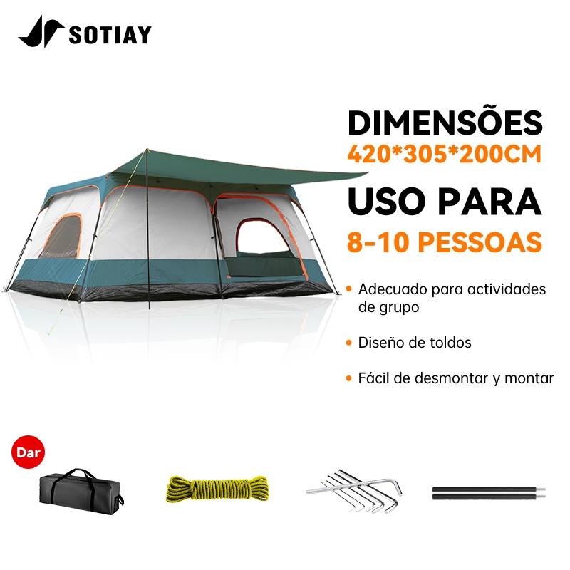 Sotiay 8-10 Pessoas Barraca Camping Acampamento 420*305*200cm Impermeavel 2000mm