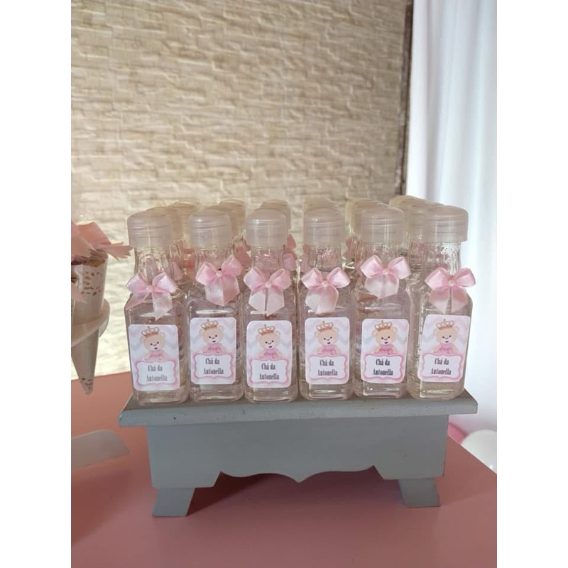 10 Mini Garrafinha Personalizada Ursinha Princesa – Chá de Bebê / Lembrancinha 👑