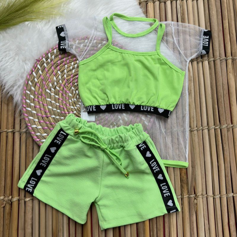 CONJUNTO MENINAS INFANTIL DE TULE COM 3 PEÇAS