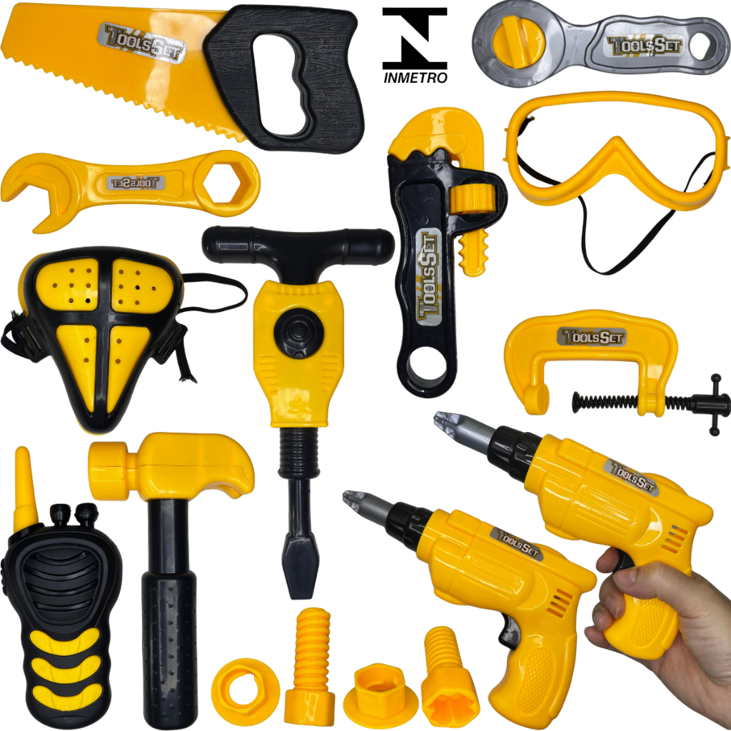 Kit Ferramentas Infantil Ferramentas de Brinquedo Mini Construtor de Brinquedo Faz de Conta 14 peças em Oferta na Shopee